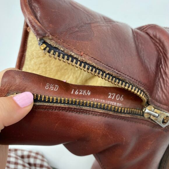 L.L. Bean vintage leather sherpa lined zipper boots main image 9